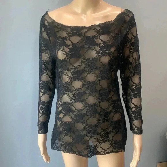 Balera sexy black lace dance peek a boo pin up top - Picture 1 of 9